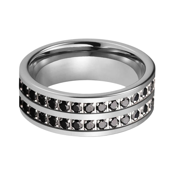 Double Cubic Zirconia Inlay Tungsten Ring (8mm)