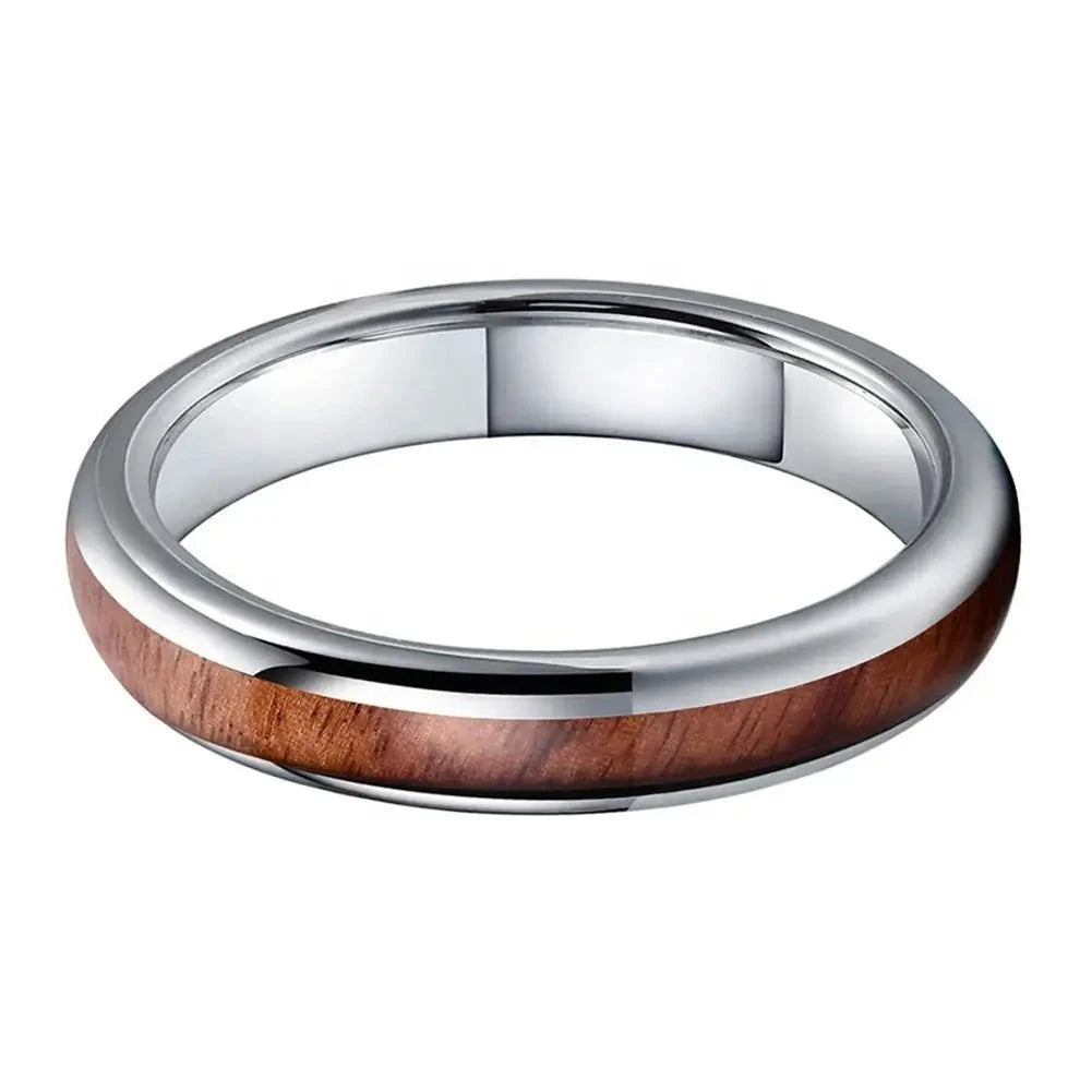 Natural Wood & Silver Tungsten Wedding Ring (4mm) – Tymber Gear