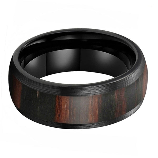 Ebony Wood & Black Tungsten Ring (8mm)