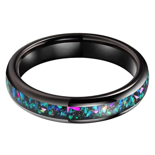 Galaxy Opal & Tungsten Wedding Ring (4mm)