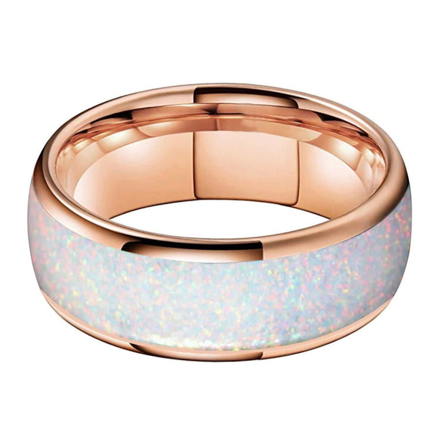 Pink Opal & Tungsten Wedding Ring (8mm)