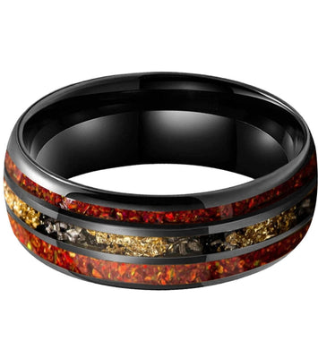 Red Opal & Meteorite Tungsten Ring (8mm)