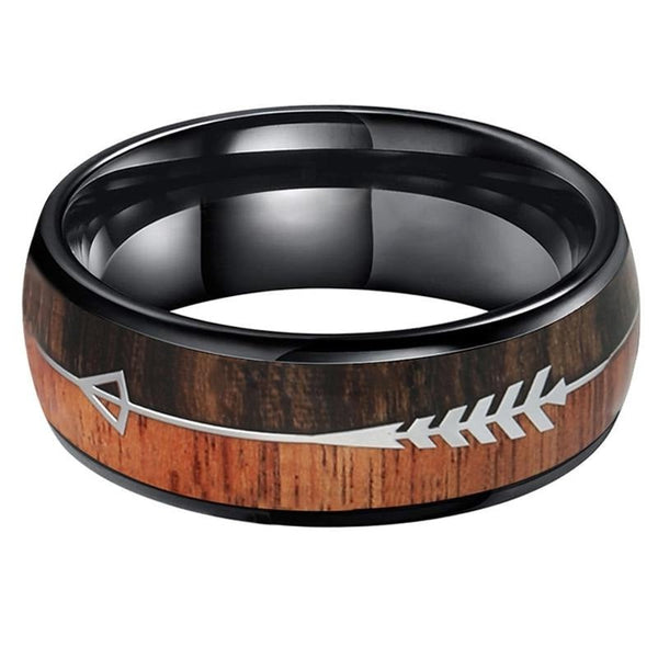 Arrow, Black Tungsten & Wood Ring (8mm) | Tymber Gear.