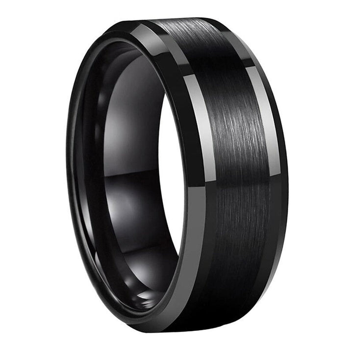 Black Tungsten Ring with Brushed Center Finish (8mm/6mm) | Tymber Gear.