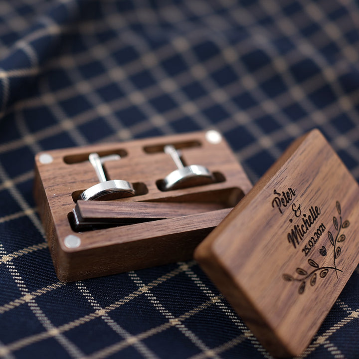 Customised Wood Cufflinks & Tie Bar Set (Small Box) | Tymber Gear.