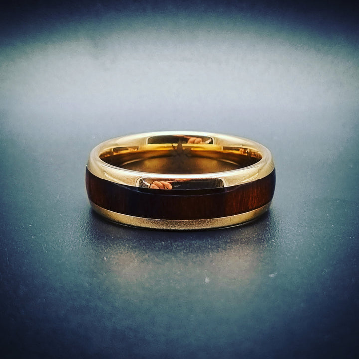 Rose Gold & Dark Red Wood Tungsten Ring (8mm) | Tymber Gear.
