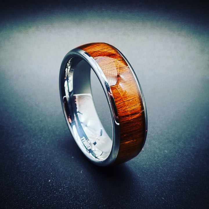 Koa Wood & Polished Tungsten Ring (8mm) | Tymber Gear.