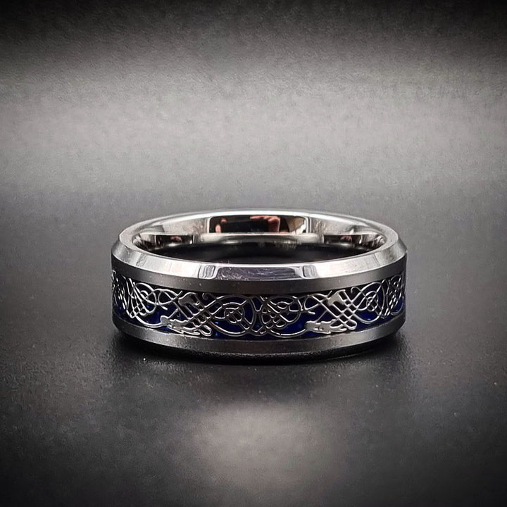 Silver Celtic Tungsten Dragon Ring (8mm) | Tymber Gear.