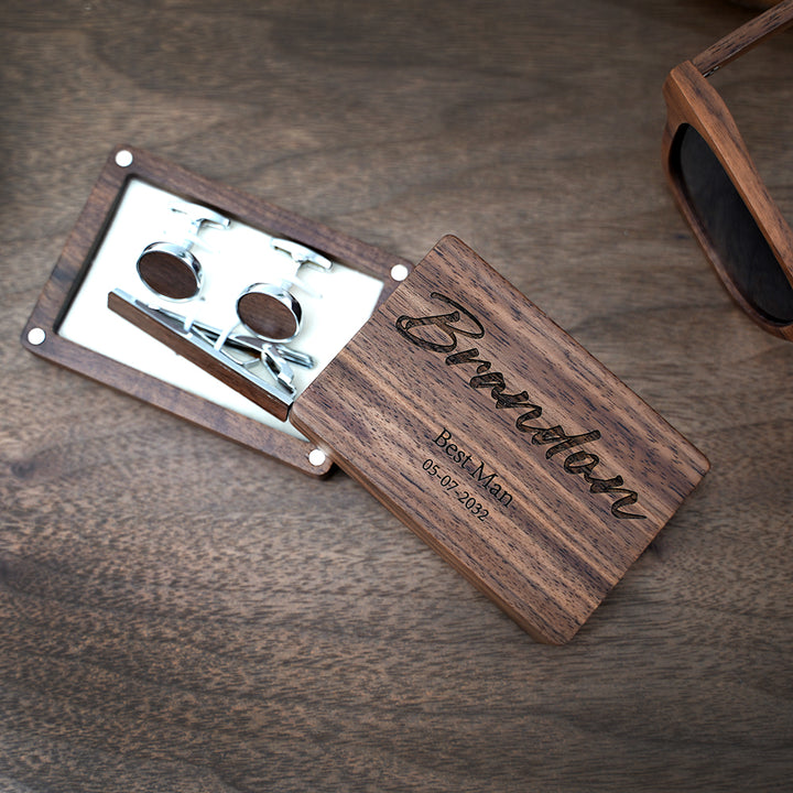 Groomsmen Customized Wood Cufflink & Tie Bar Set | Tymber Gear.