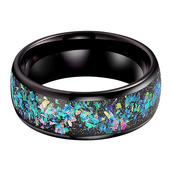 Crushed Opal & Black Tungsten Ring (8mm) | Tymber Gear.