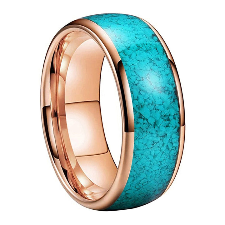 Crushed Turquoise and Rose Gold Tungsten Ring | Tymber Gear.
