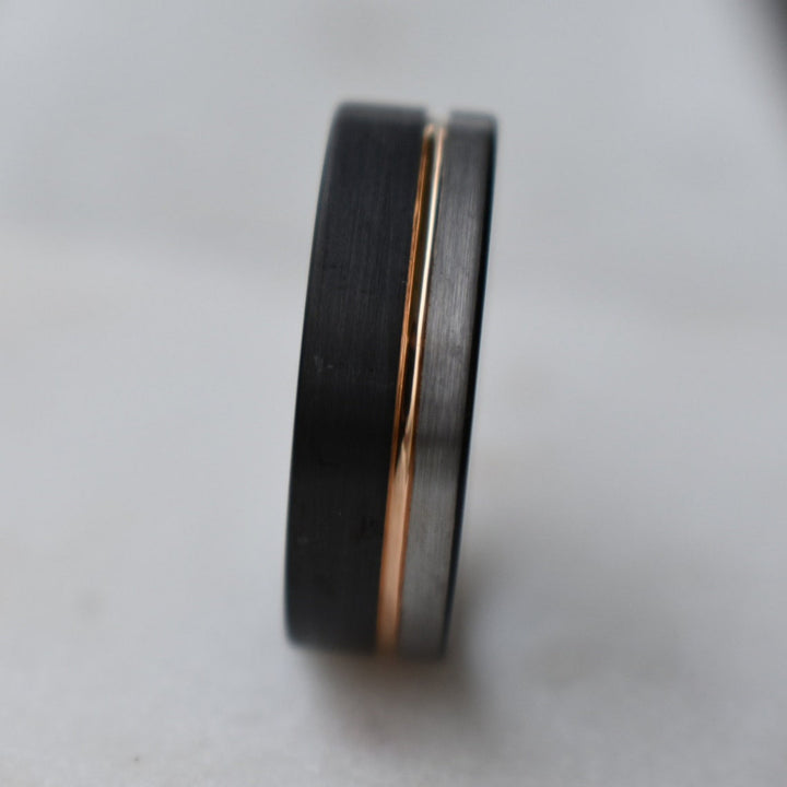 Black and Rose Gold Tungsten Ring (8mm) | Tymber Gear.