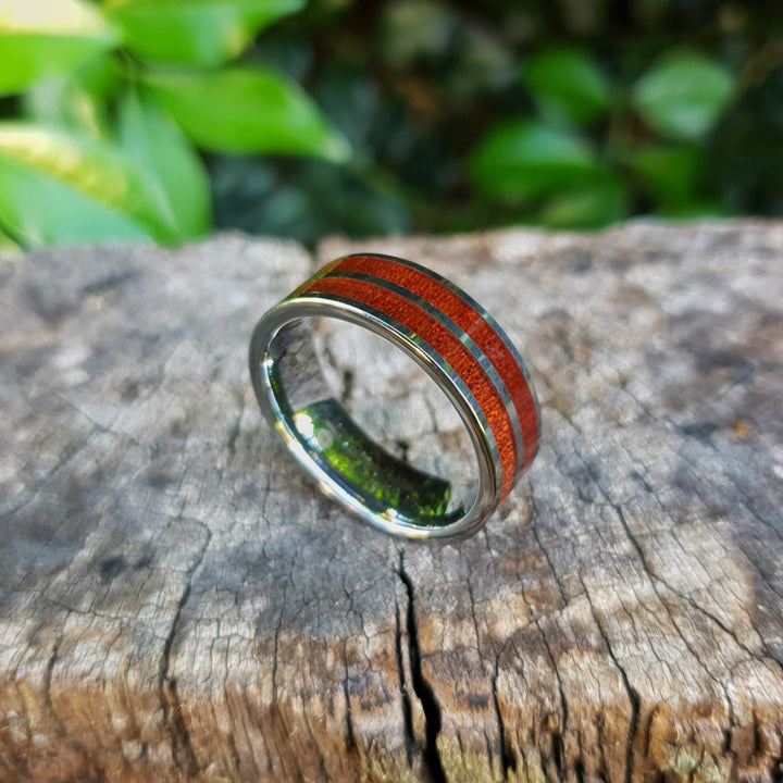 Double Wood Striped Tungsten Ring (8mm) | Tymber Gear.