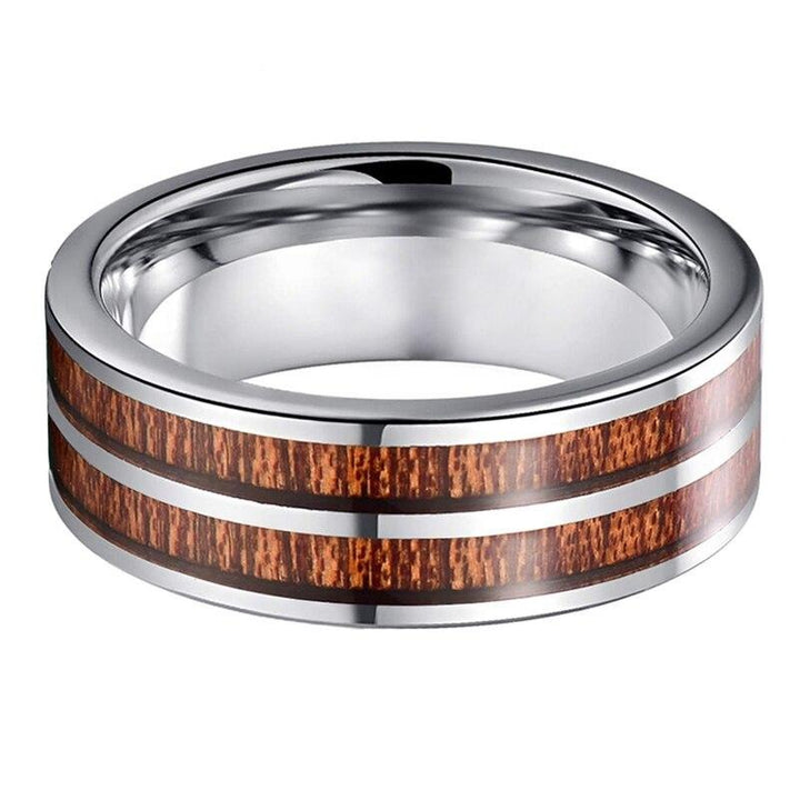 Double Wood Striped Tungsten Ring (8mm) | Tymber Gear.