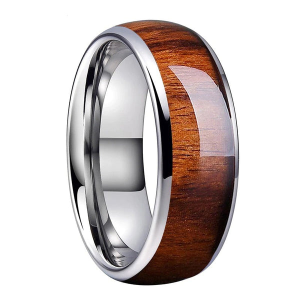 Koa Wood & Polished Tungsten Ring (8mm) | Tymber Gear.