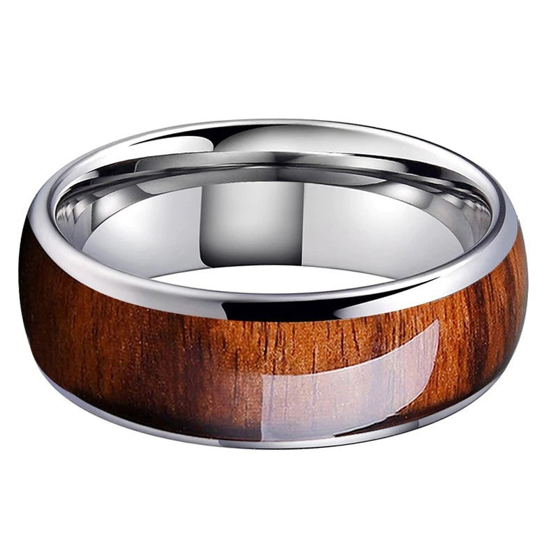 Koa Wood & Polished Tungsten Ring (8mm) | Tymber Gear.