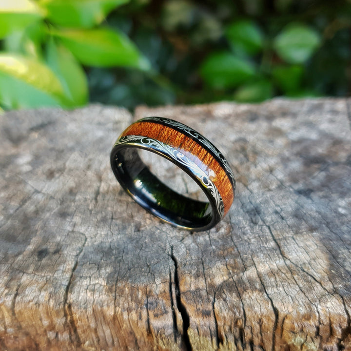 Koa Wood & Black Tungsten Ring | Tymber Gear.