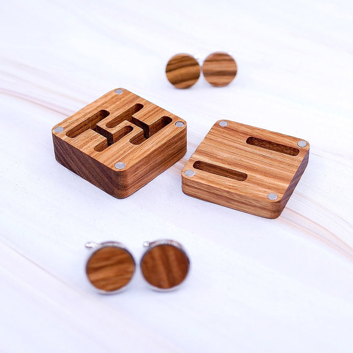 Luxury Wood Cufflinks with Unique Magnetic Wood Box | Tymber Gear.