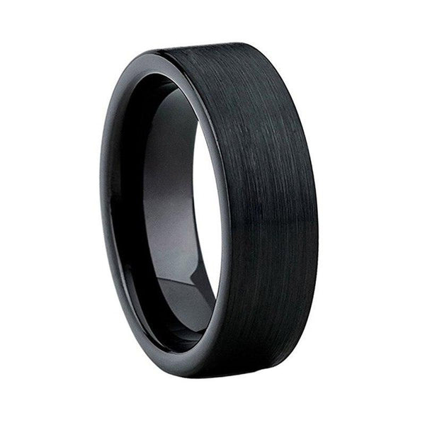 Brushed Black Straight Edge Tungsten Ring (8mm) | Tymber Gear.
