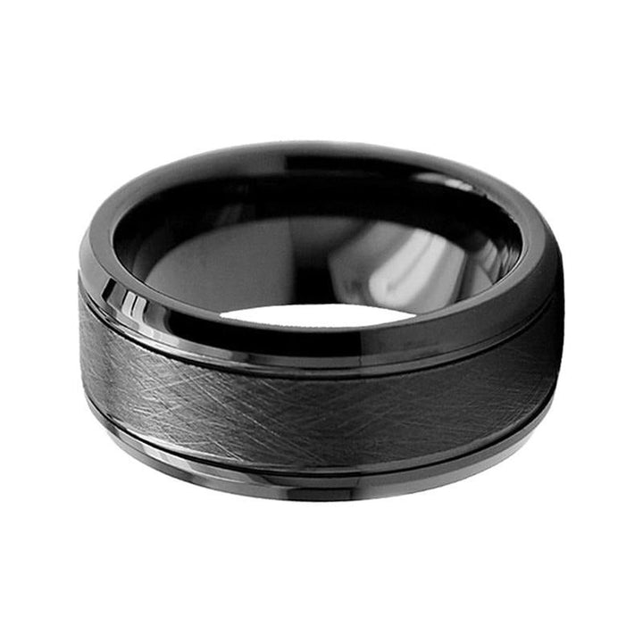 Brushed Black Inlay & Beveled Edge Tungsten Ring (8mm) | Tymber Gear.