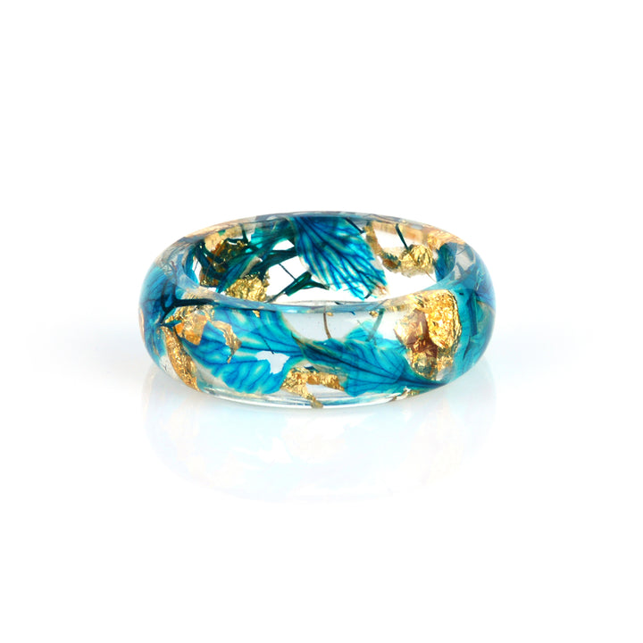 Gold Foil, Flowers & Rock Dome Resin Rings | Tymber Gear.