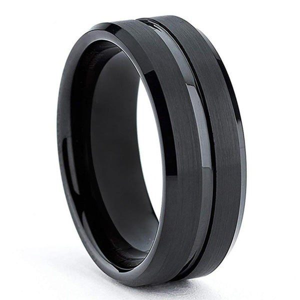 Black Tungsten & Beveled Centre Ring (8mm) | Tymber Gear.