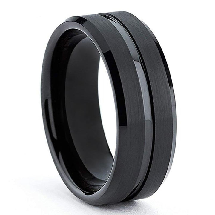Black Tungsten & Beveled Centre Ring (8mm) | Tymber Gear.