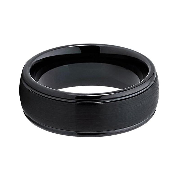Brushed Black Tungsten & Ladder Edge Ring (8mm) | Tymber Gear.