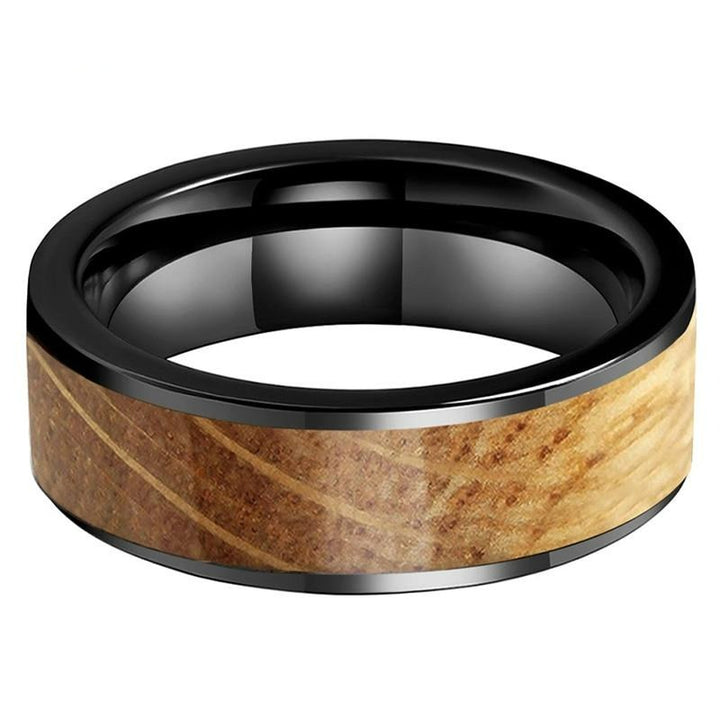 Whiskey Barrel Oak Flat Inlay & Black Tungsten | Tymber Gear.