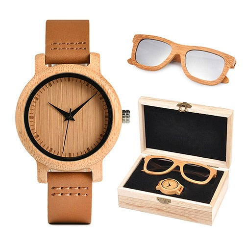 Womens Bamboo Watch & Sunglasses Gift Set (Personalised Box) | Tymber Gear.
