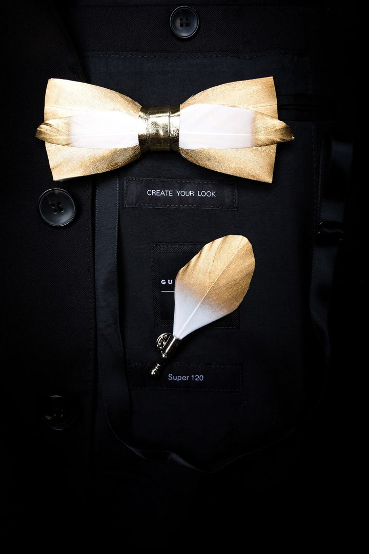 Ophir Feather Bow Tie Set | Tymber Gear.