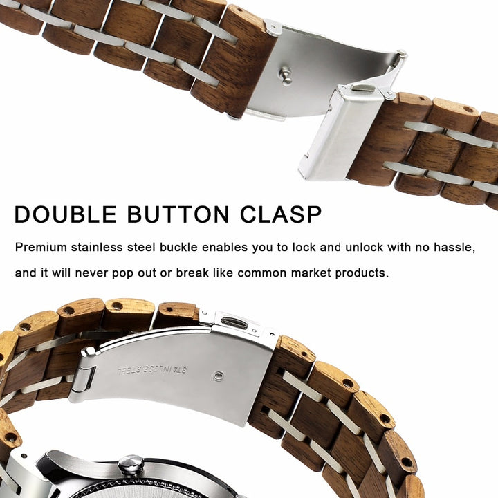 Walnut Wood & Silver Steel Samsung Galaxy Replacement Band | Tymber Gear.