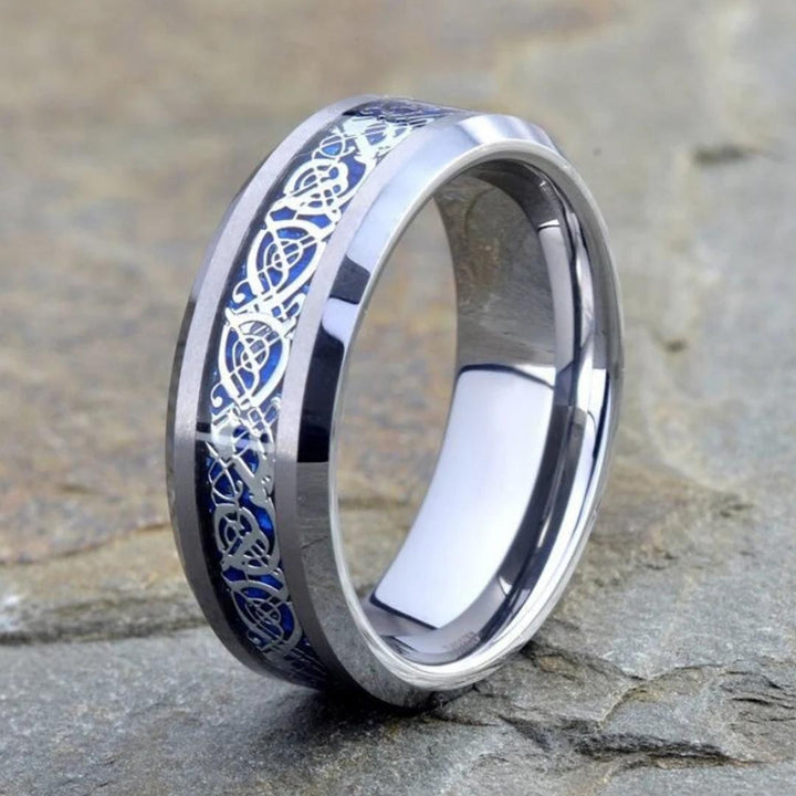 Silver Celtic Tungsten Dragon Ring (8mm) | Tymber Gear.